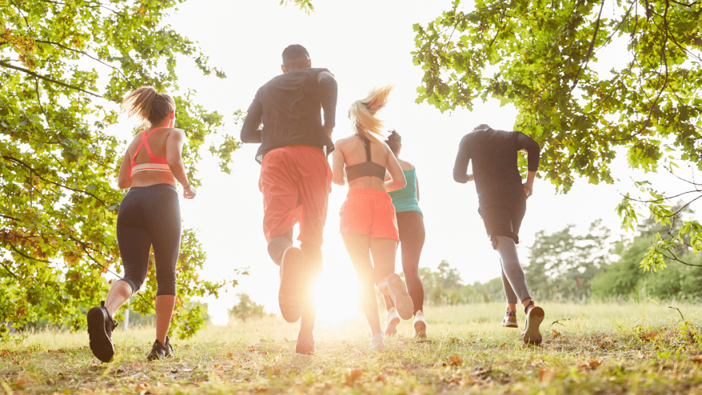 A group of friends running