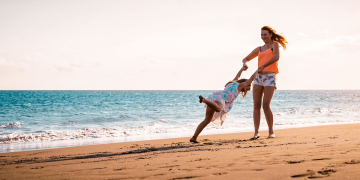 Mother and Daughter at Beach