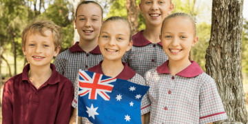 Students with Australian Flag