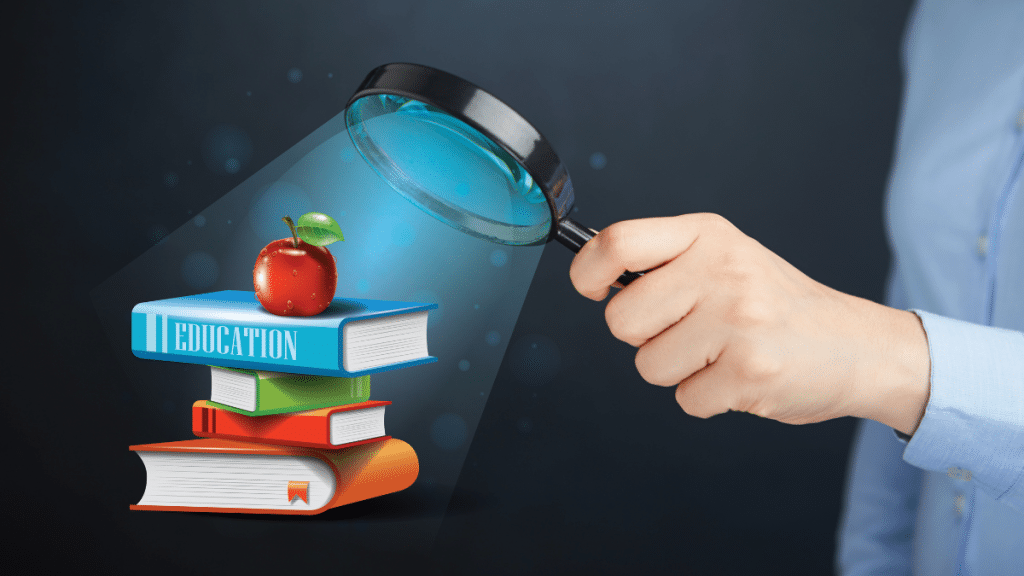 magnifying glass on education