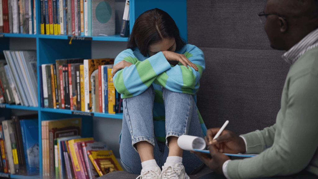 mental health therapy session between student and counsellor