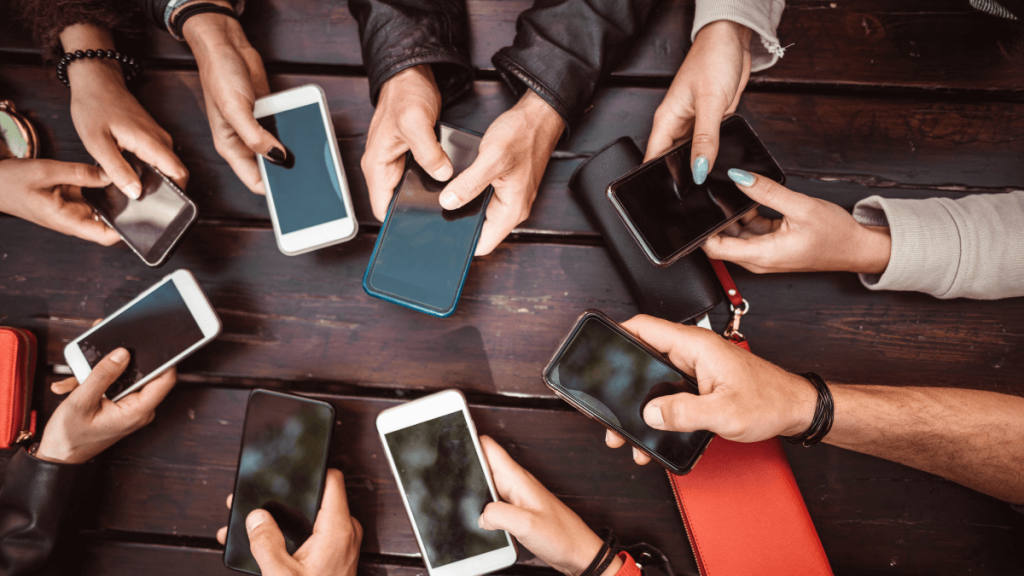 teenagers using phone